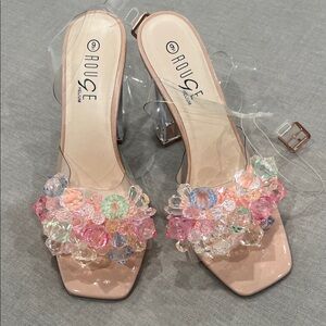 Rouge‎ Helium Nude Heels with Multicolor Crystal Accents